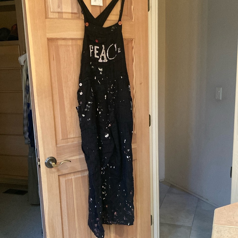 Magnolia Black Peace Graphic Overalls